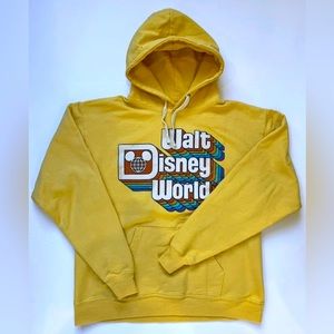 Disney Parks Disney World Hoodie Retro Vintage Rainbow Yellow 70s Size Medium